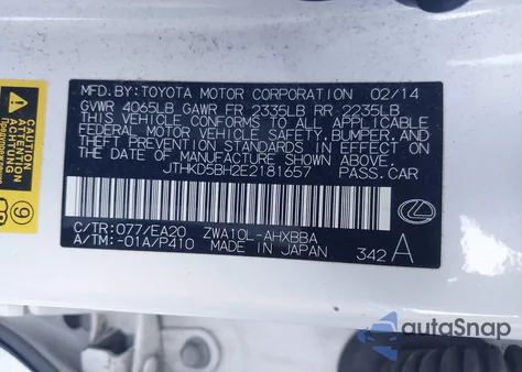 2014 Lexus Ct 200H from USA, damaged, VIN JTHKD5BH2E2181657